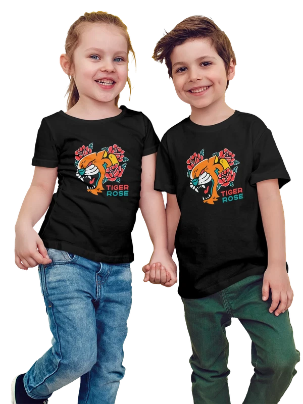 Футболка с тигром розами tiger rose — Чёрная, фото 1