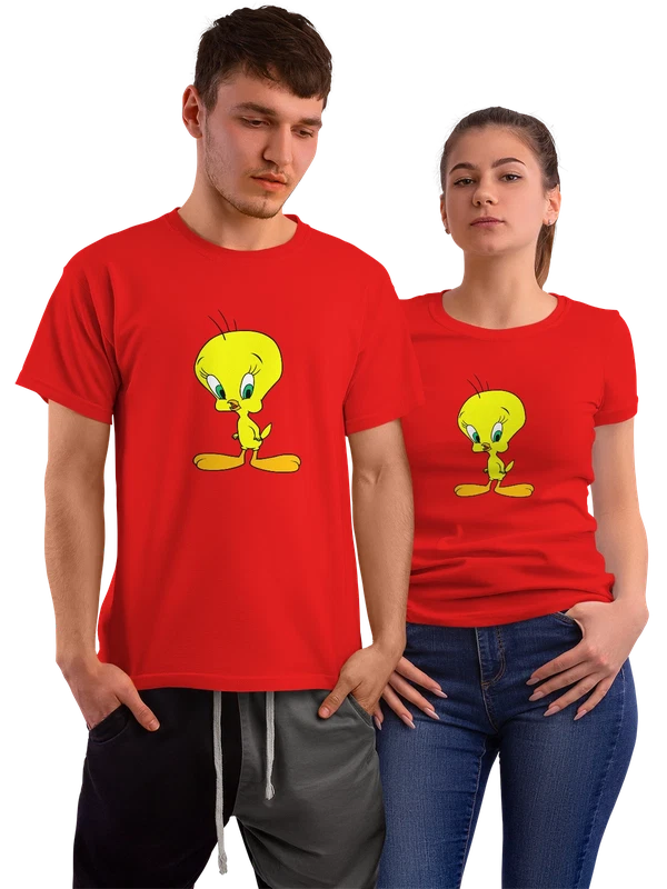Футболка Сильвестр и утка Твити — Красная, фото 1