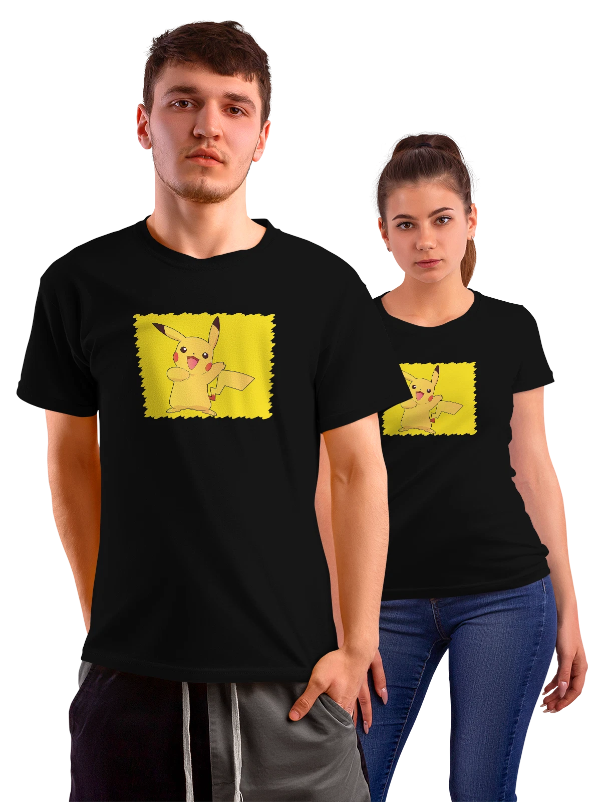 Футболка Anime Pikachu чёрная с принтом — фэнтези персонаж — Чёрная, фото 1
