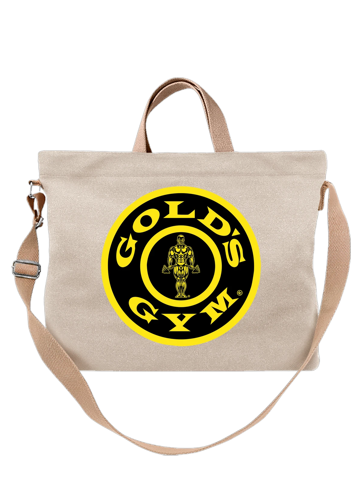 Сумка Golds Gym белая с принтом — бодибилдинг и тяжелая атлетика — Белая, фото 1