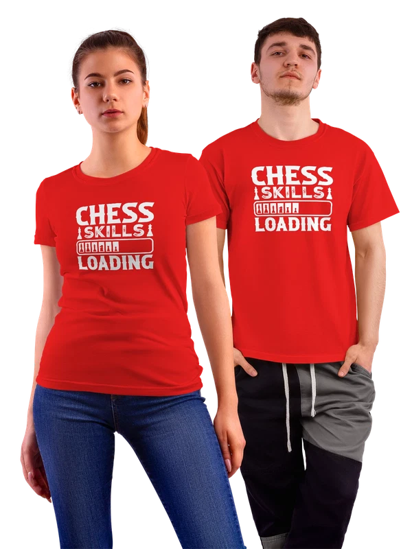 Футболка шахматы chess skill loading — Красная, фото 1
