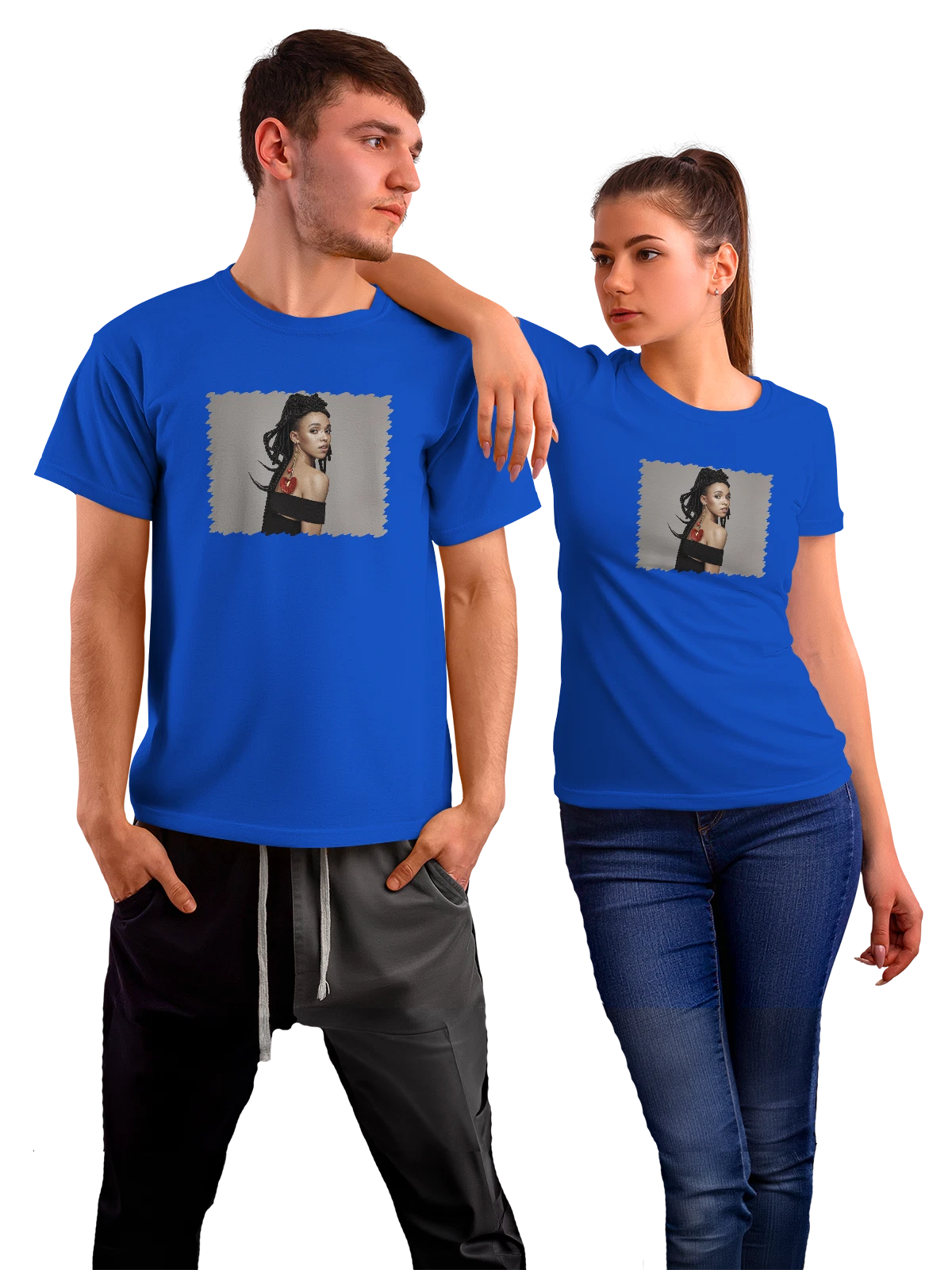 Футболка Музыка FKA twigs Elle Magazine синяя с принтом — рок музыка — Синяя, фото 1