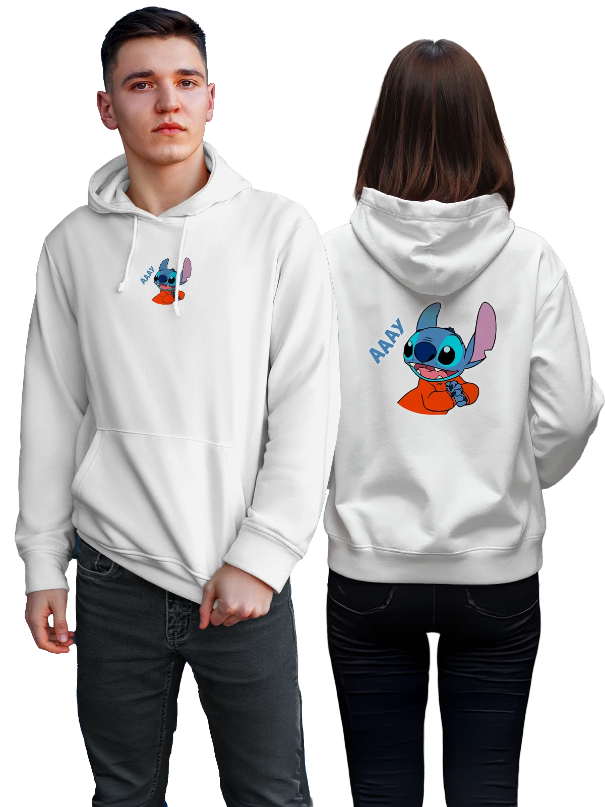 Худи Лилу и Стич белое с принтом — Disney мультфильм — Белая, фото 1