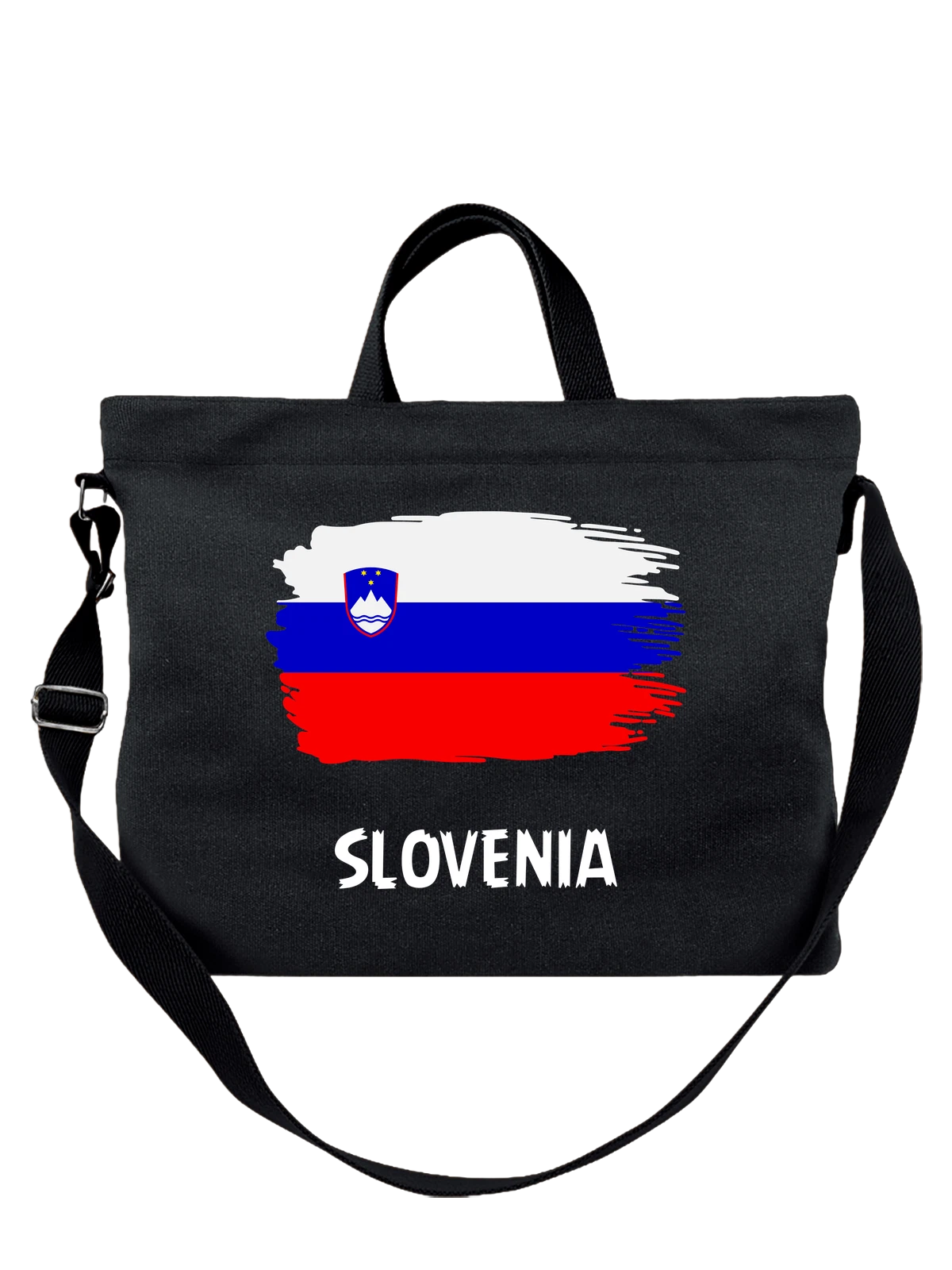 Сумка с флагом Словения Slovenia чёрная с принтом — национальная символика — Чёрная, фото 1