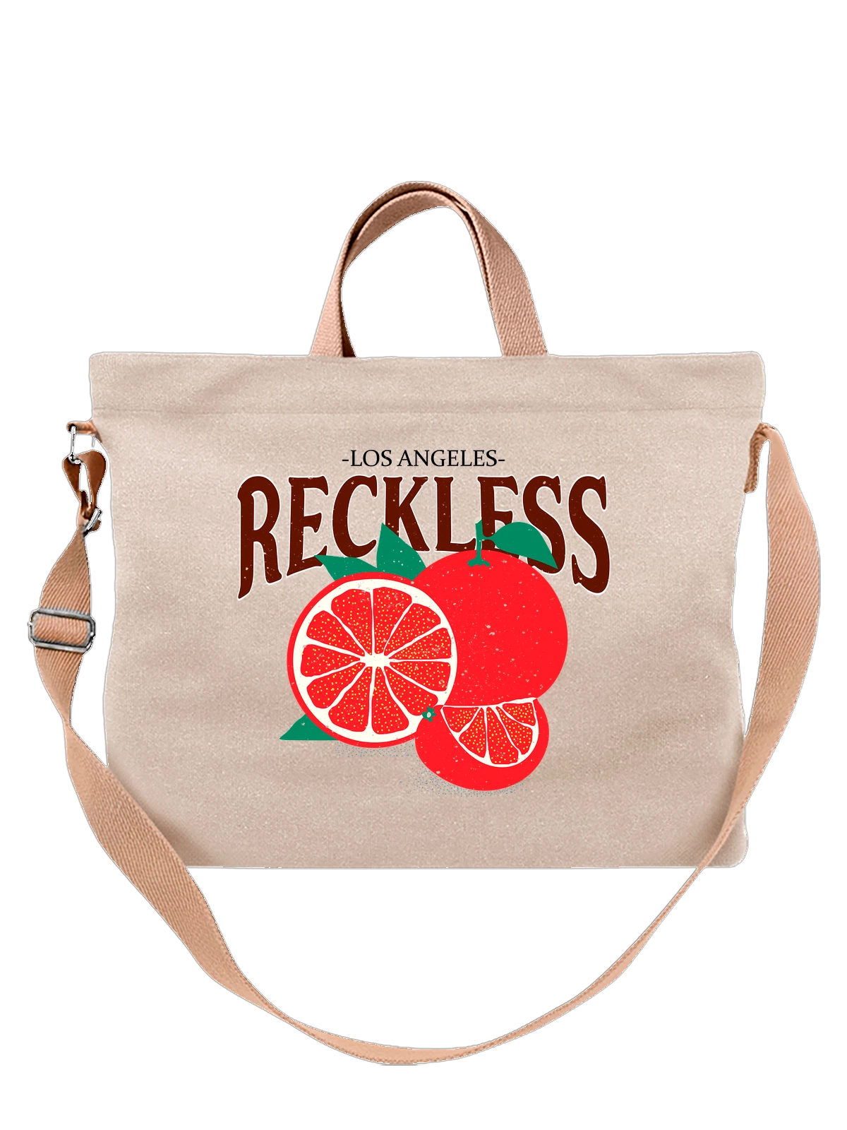 Сумка Грейпфрут Los Angeles reckless белая с принтом — растительная пища — Белая, фото 1