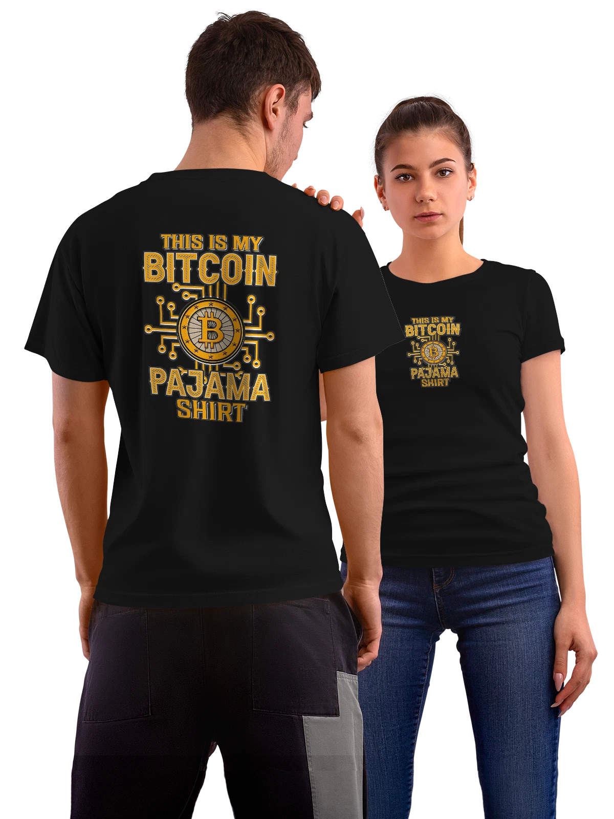Футболка Биткоин bitcoin pajama чёрная с принтом на спине — подарок криптоэнтузиасту — Чёрная, фото 1
