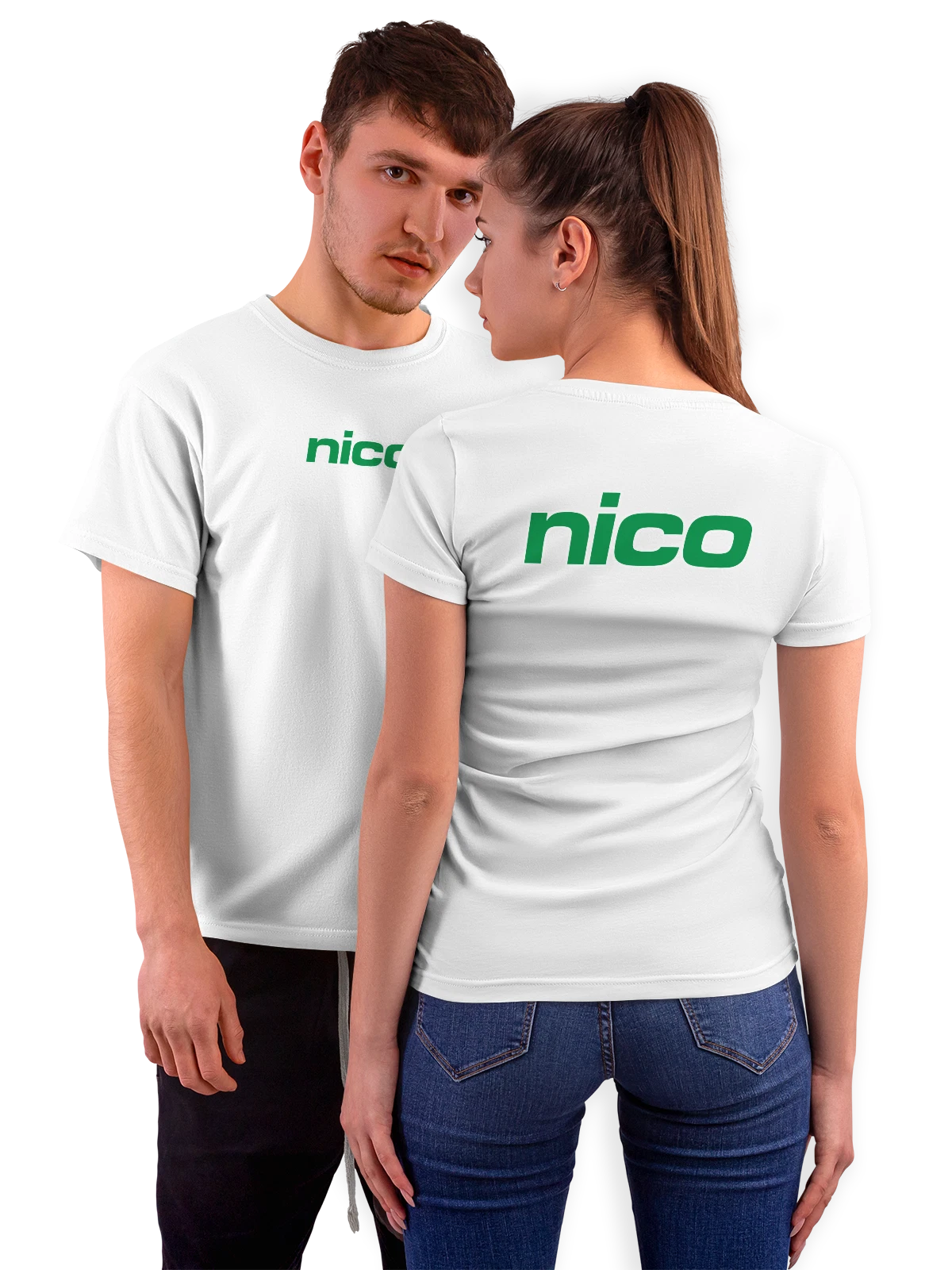 Футболка Nico белая с принтом на спине — минималистичный дизайн — Белая, фото 1