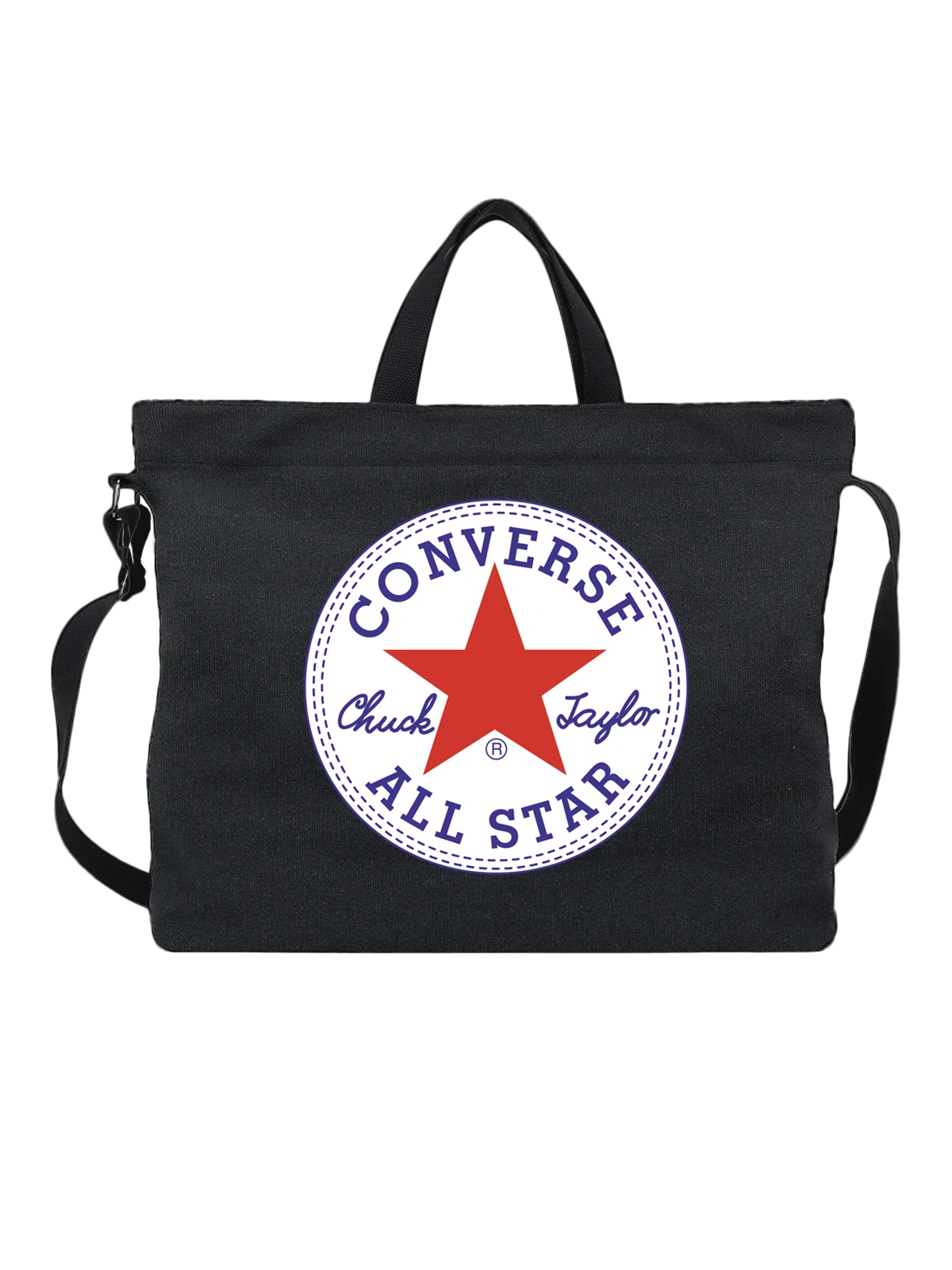 Сумка Converse чёрная с принтом — американский обувной логотип — Чёрная, фото 1