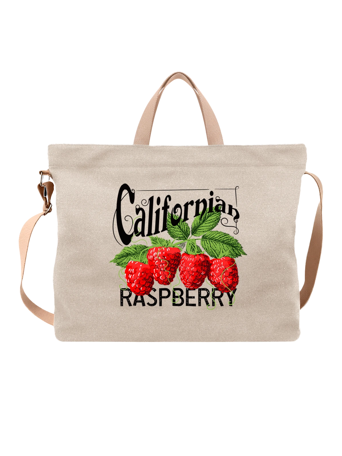 Сумка Малина raspberry белая с принтом — растительная пища — Белая, фото 1