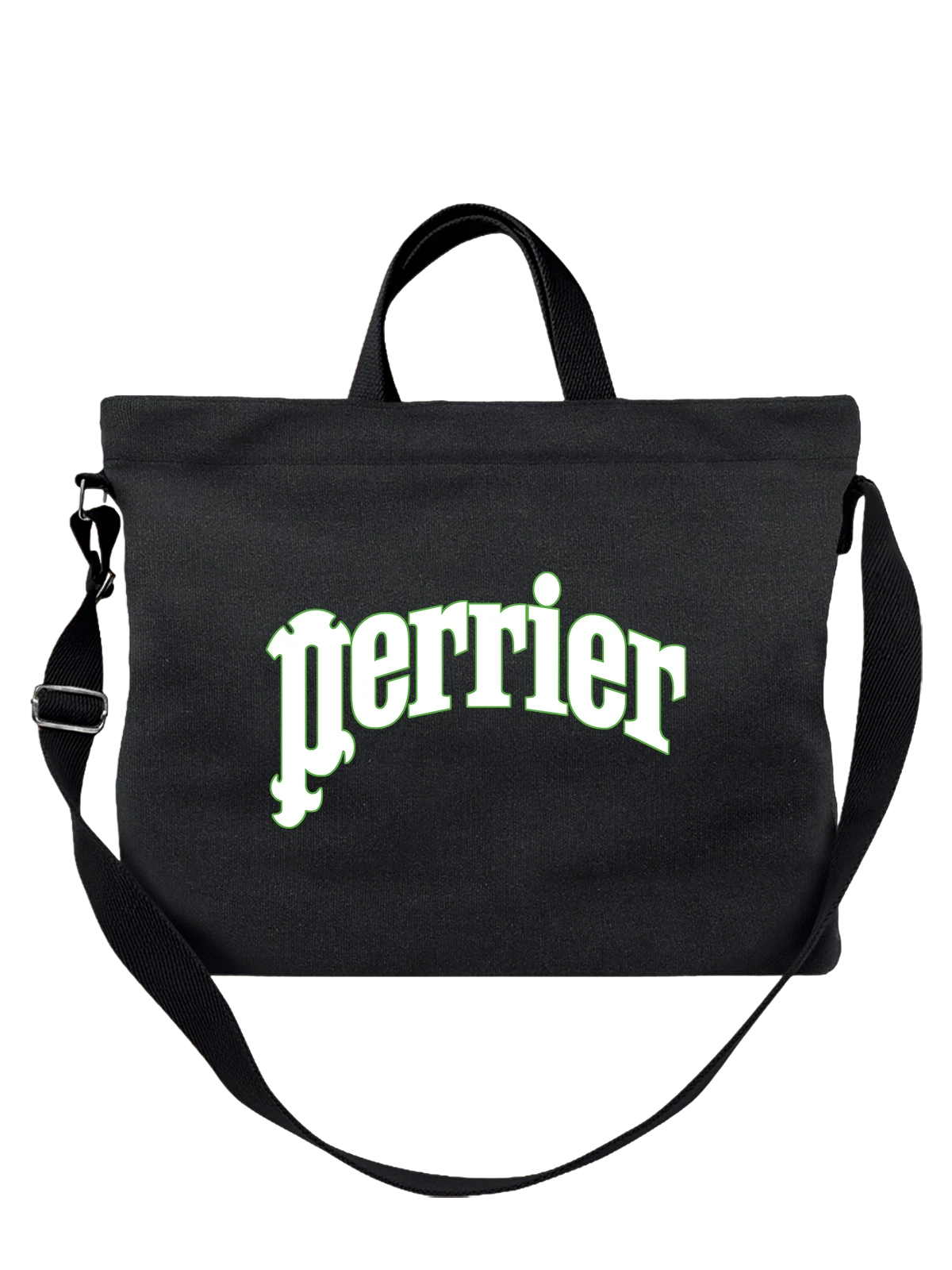 Сумка Perrier чёрная с принтом — футболка для вечеринки — Чёрная, фото 1