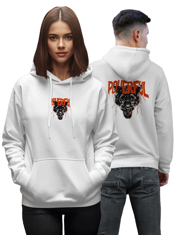 Худи пантера powerful — Белая, фото 1