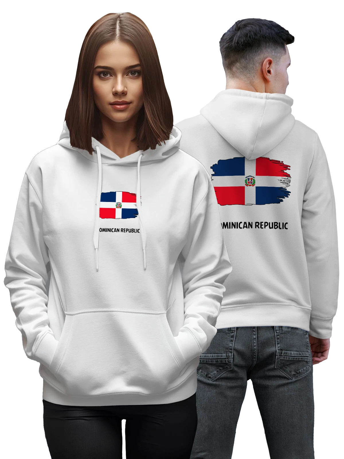 Худи C флагом Доминикано Dominican белое с принтом — патриотический принт — Белая, фото 1