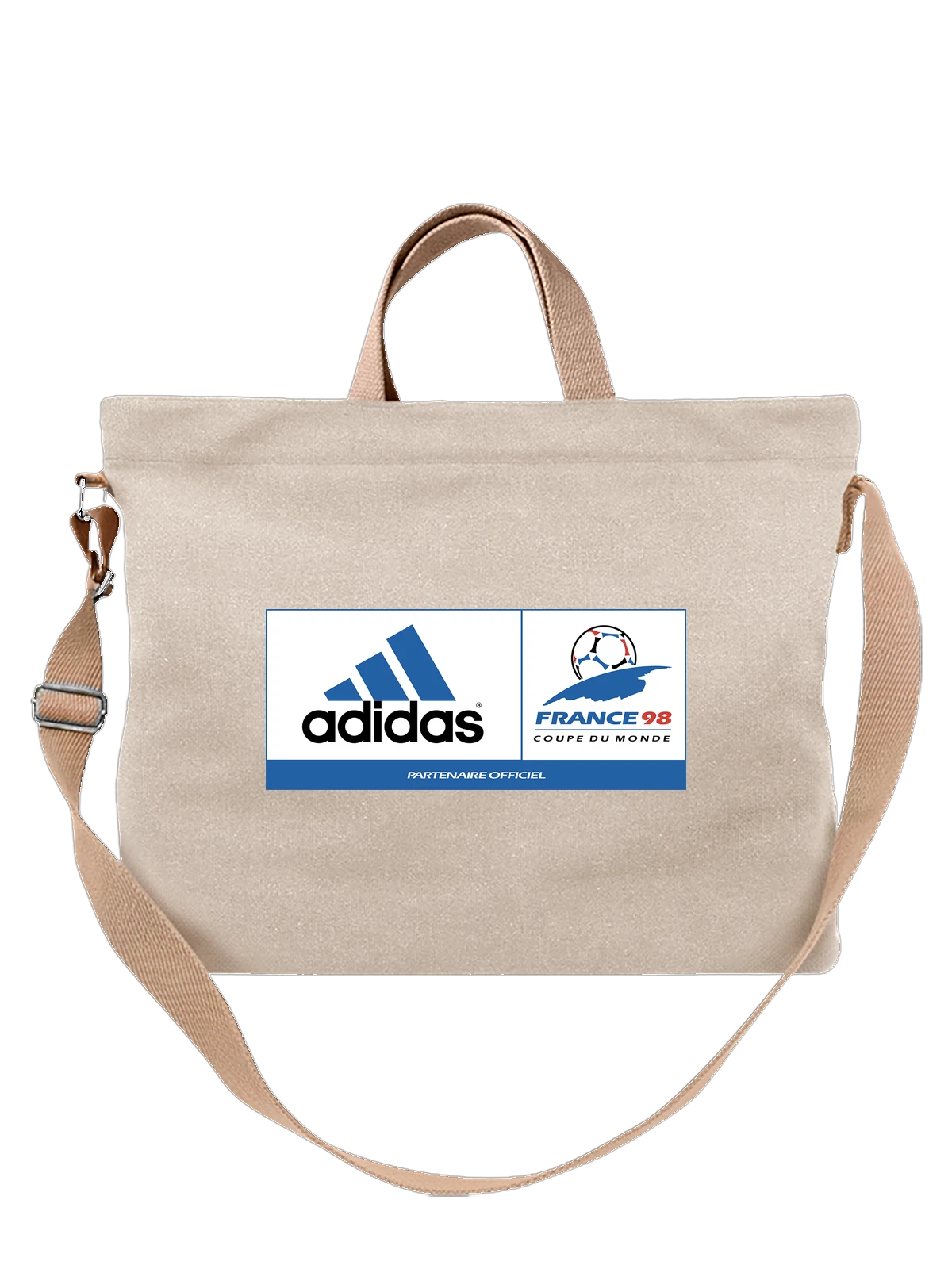 Сумка Adidas белая с принтом — сине-красные детали — Белая, фото 1