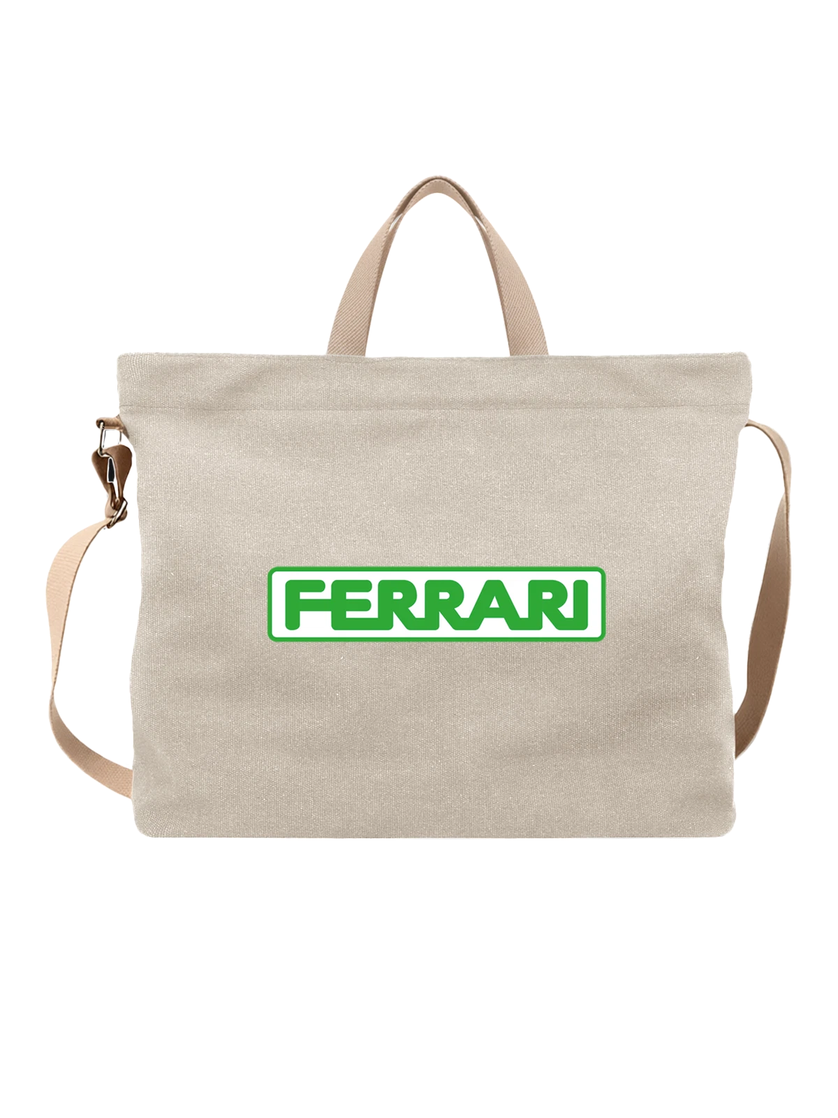 Сумка Ferrari белая с принтом — минималистичная композиция — Белая, фото 1