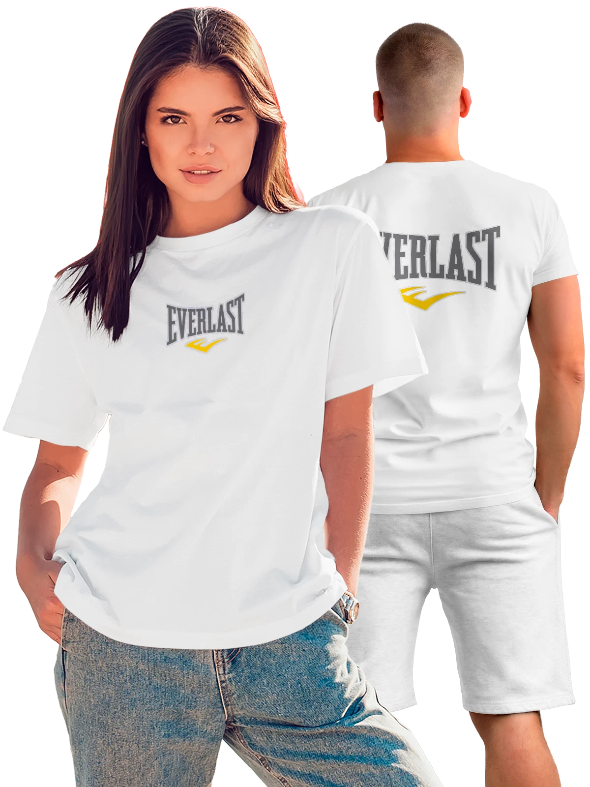 Футболка Everlast белая с принтом на спине — бокс и тренировки — Белая, фото 1