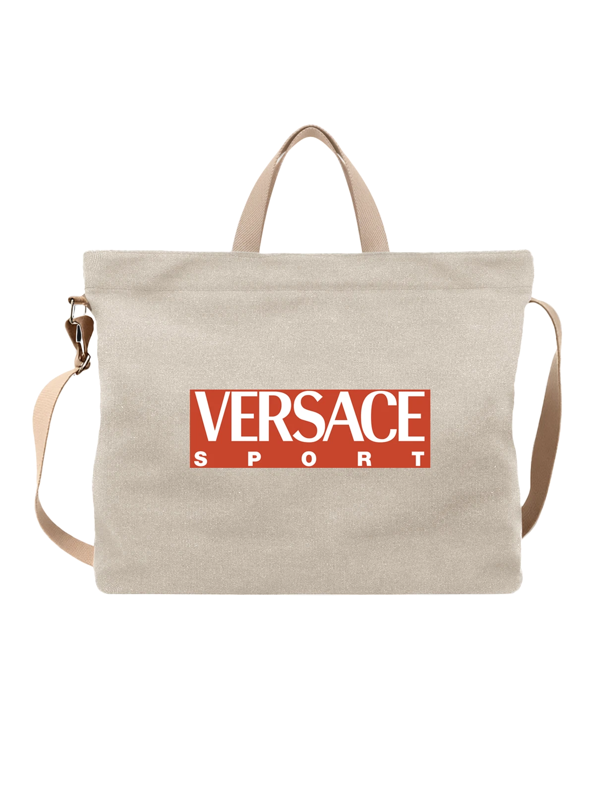 Сумка Versace белая с принтом — контрастный прямоугольный принт — Белая, фото 1