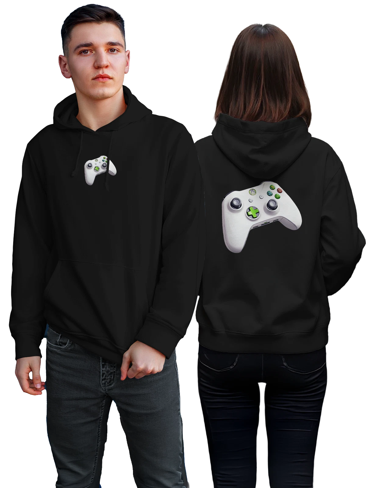 Худи Белый геймпад Xbox с цветными кнопками чёрное с принтом — кнопки A B X Y — Чёрная, фото 1