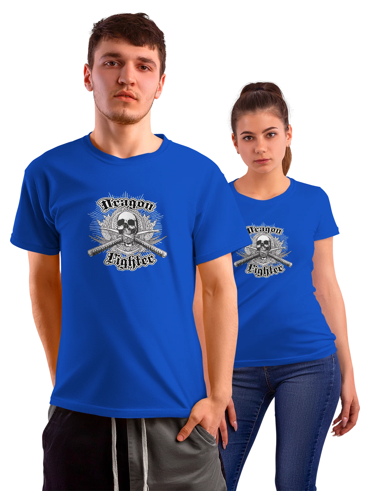 Футболка с черепом истребитель драконов синяя с принтом — сказочное создание — Синяя, фото 1