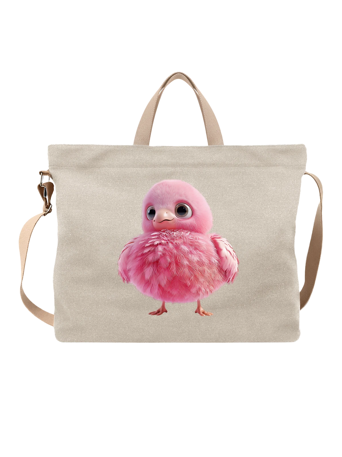 Сумка Розовый птенец с большими глазами белая с принтом — chick — Белая, фото 1