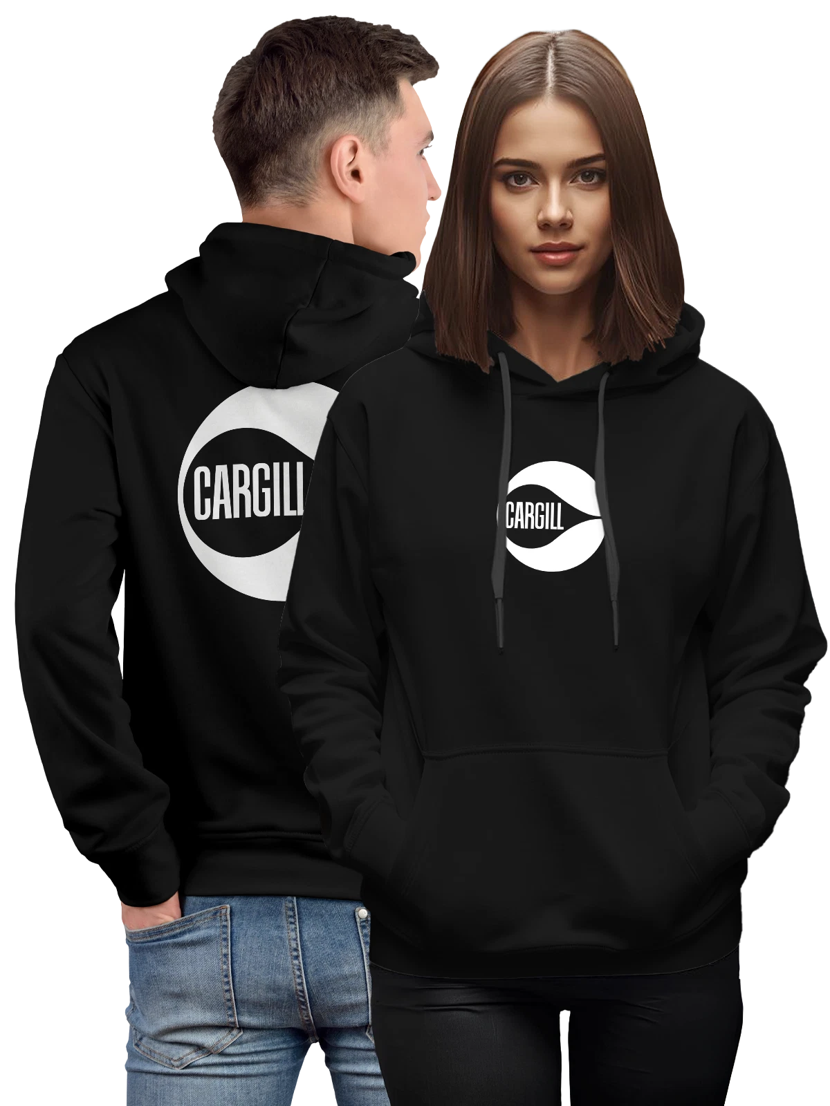 Худи Cargill чёрное с принтом — современная айдентика — Чёрная, фото 1