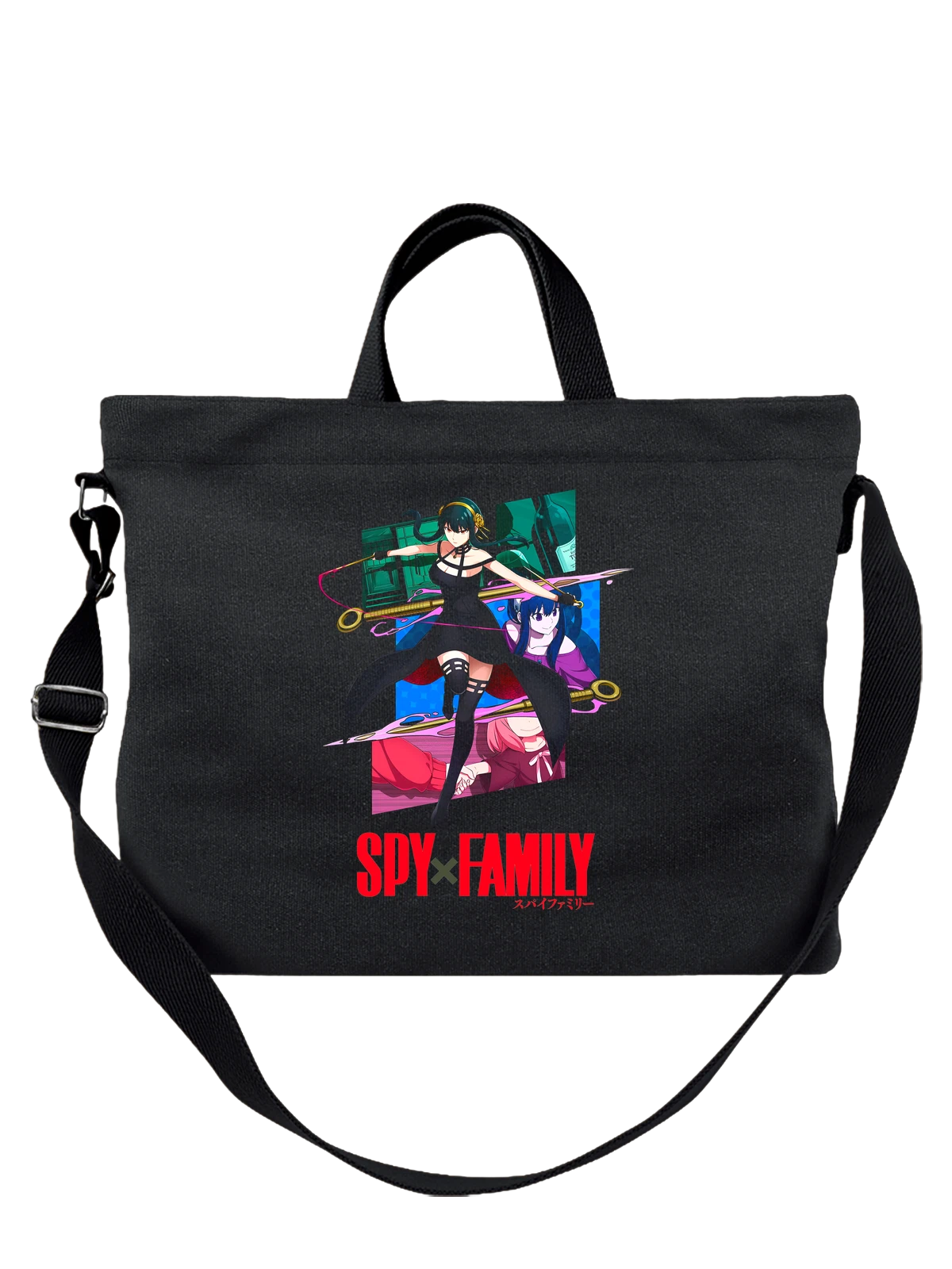 Сумка чёрная с принтом Аниме героиня Spy x Family в черном платье — постер — Чёрная, фото 1