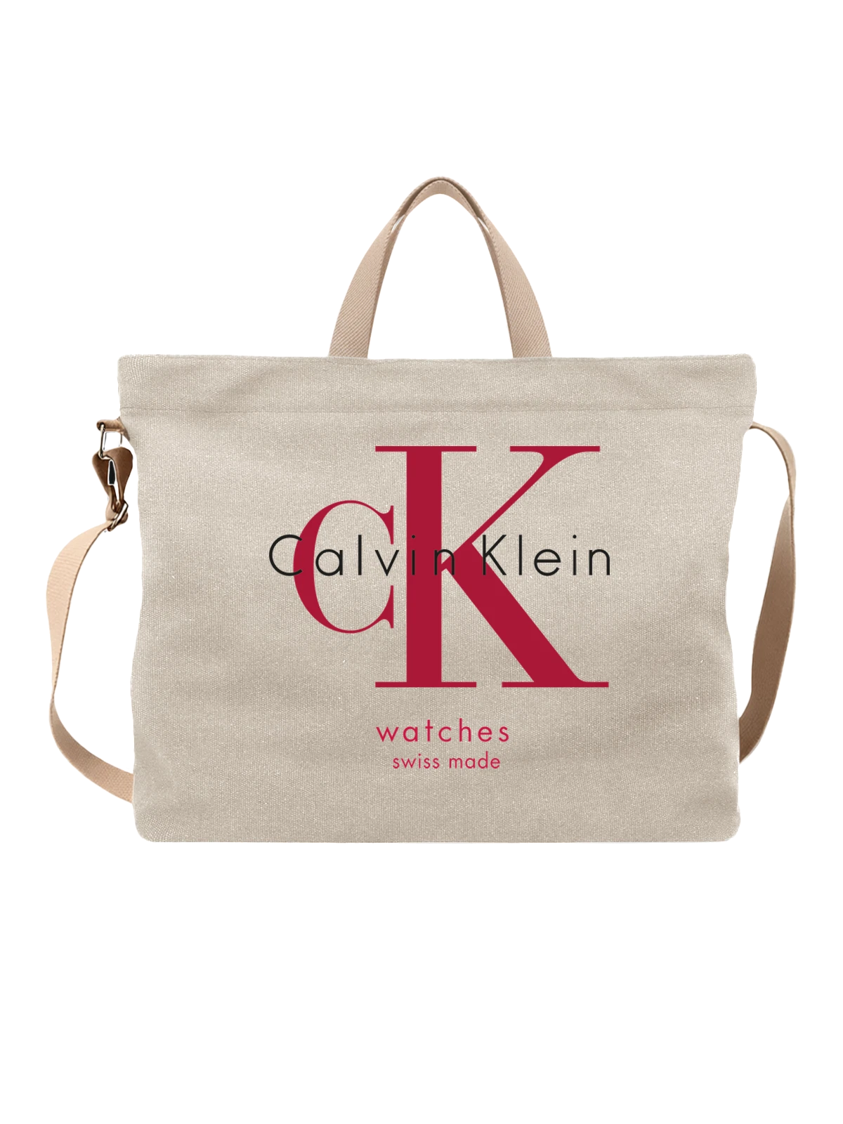 Сумка Calvin Klein белая с принтом — контрастная типографика — Белая, фото 1