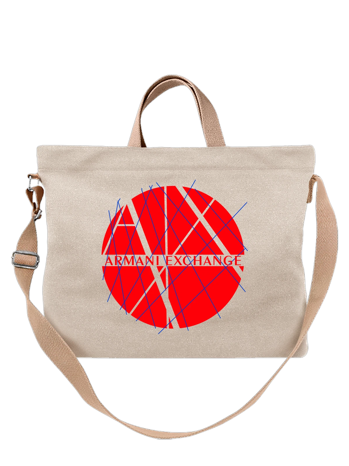 Сумка Armani Exchange с геометрическим узором белая с принтом — фирменный знак — Белая, фото 1