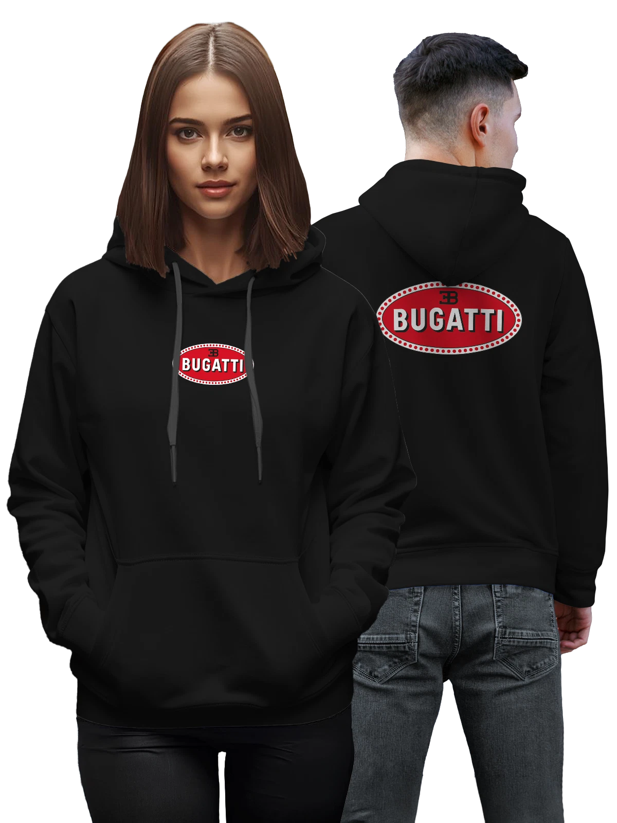 Худи Bugatti чёрное с принтом — контрастный принт — Чёрная, фото 1