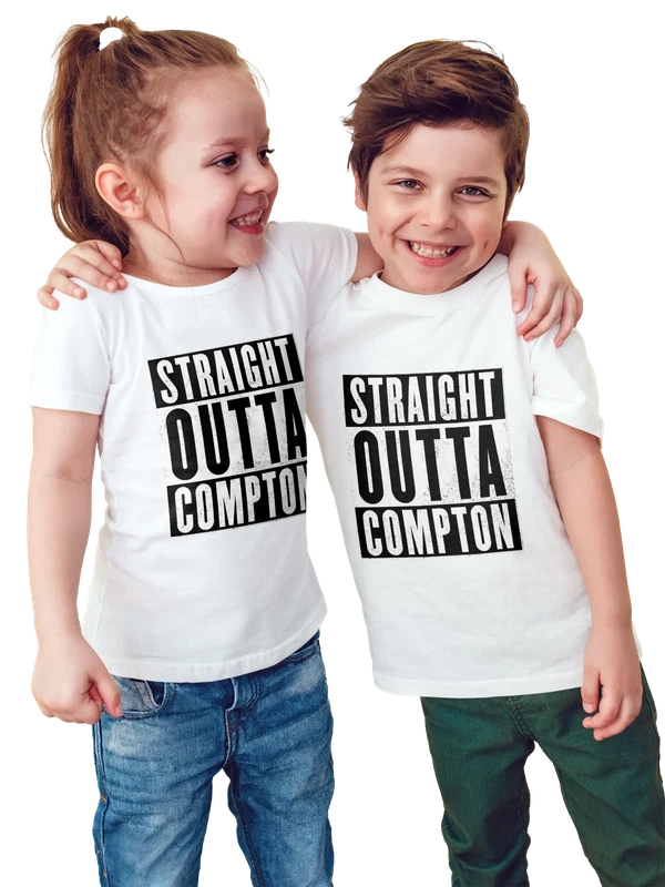 Футболка Straight Outta Compton текст логотип — Белая, фото 1