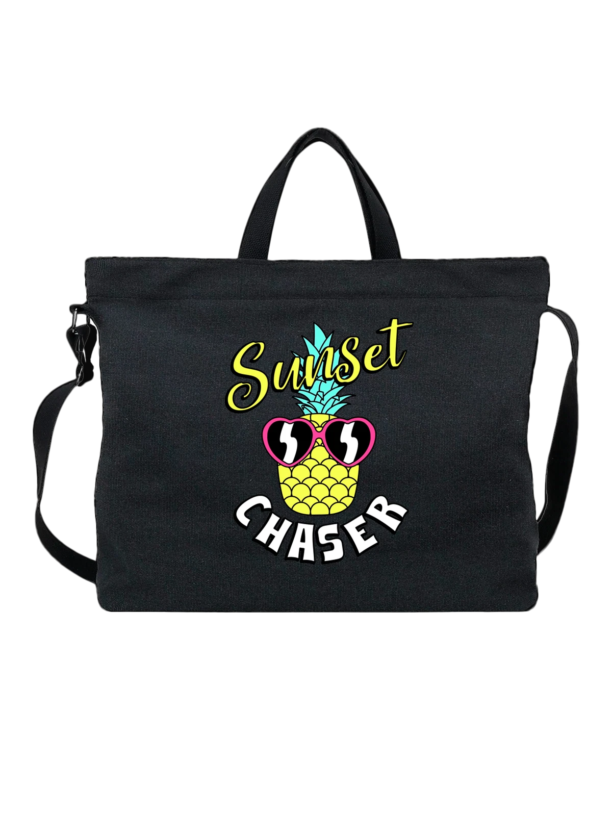 Сумка Ананас sunset chaser чёрная с принтом — растительная пища — Чёрная, фото 1