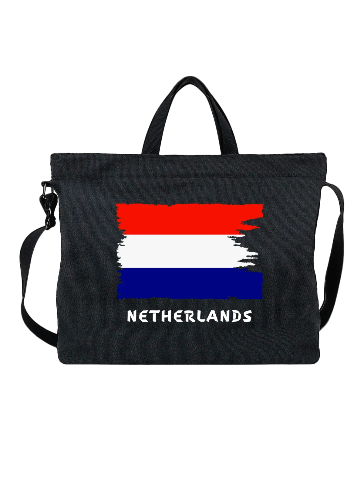 Сумка с флагом Нидерланды Netherlands чёрная с принтом — национальная символика — Чёрная, фото 1