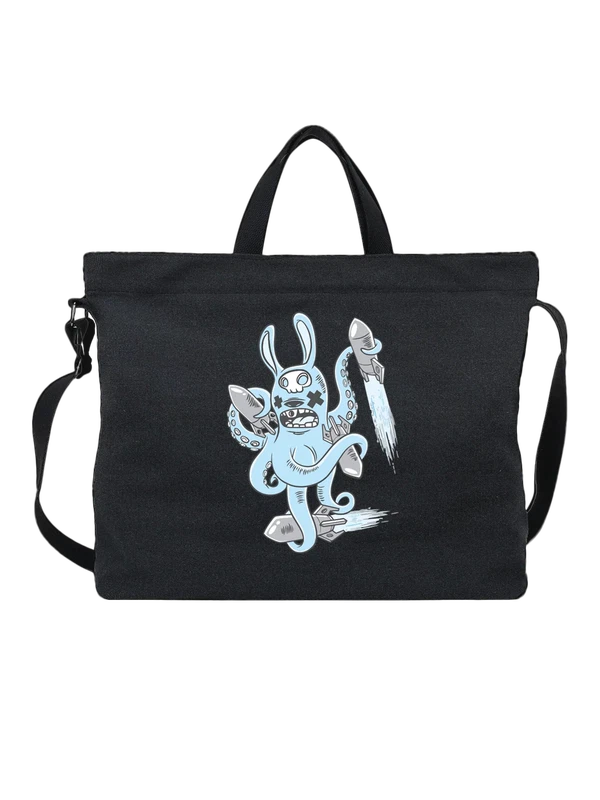 Сумка с blue monster rabbit и ракетами — Чёрная, фото 1