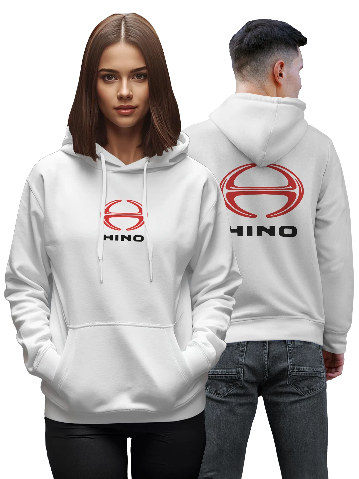Худи Hino белое с принтом — коммерческий транспорт — Белая, фото 1
