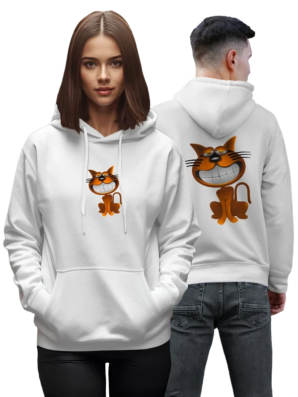 Худи нарисованный кот — Белая, фото 1