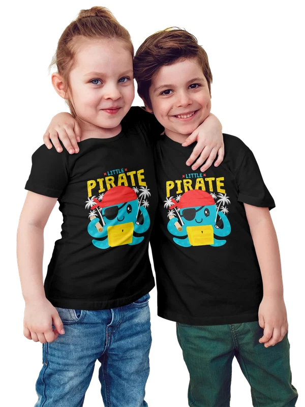 Футболка осьминог пират little pirate — Чёрная, фото 1
