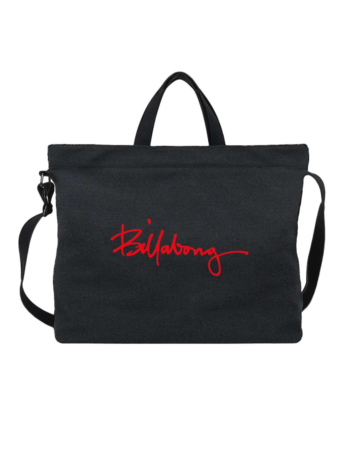 Сумка Billabong чёрная с принтом — фирменная каллиграфия — Чёрная, фото 1