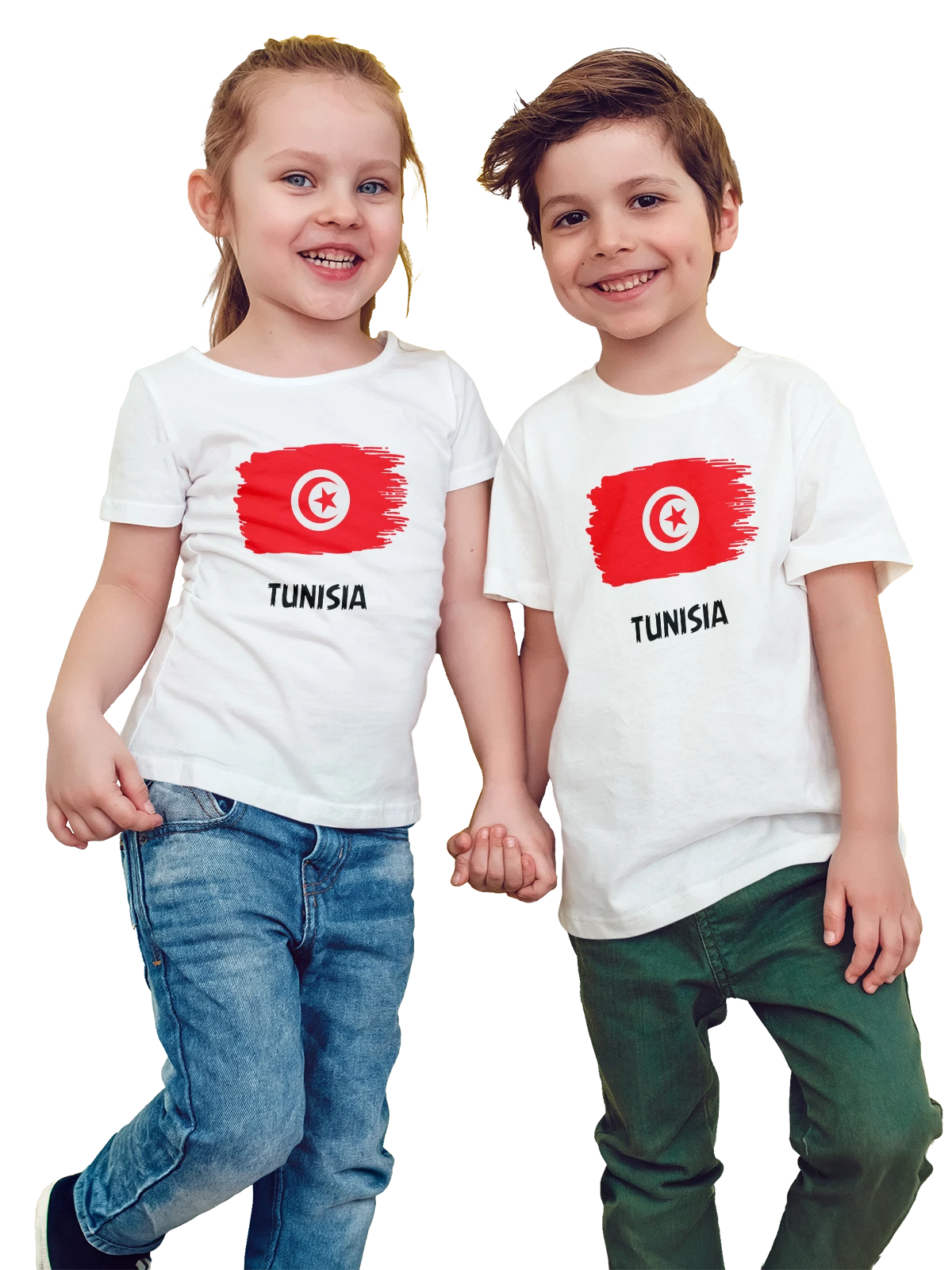 Футболка детская с флагом Туниса Tunisia белая с принтом — патриотический принт — Белая, фото 1