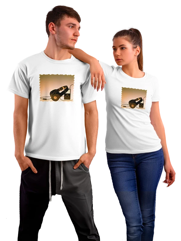 Футболка Музыка Наушники и плеер — Белая, фото 1
