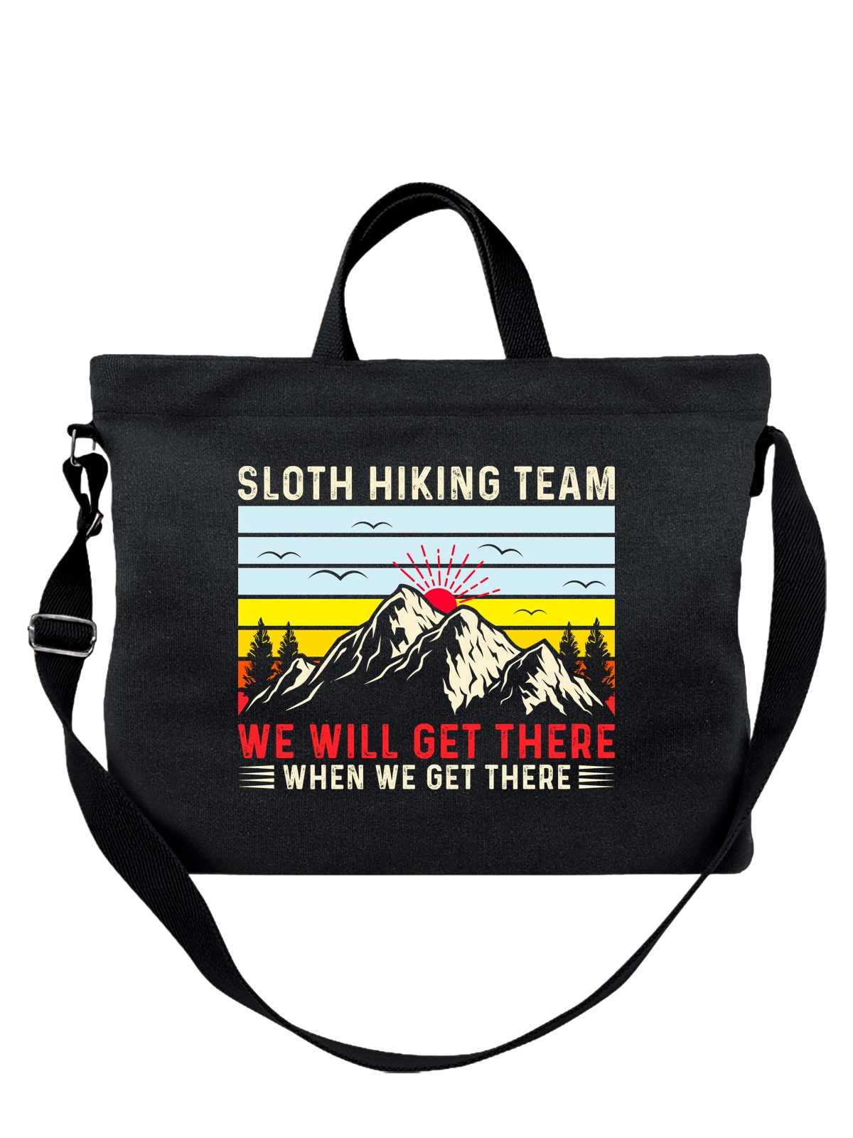 Сумка Горы лес hiking team чёрная с принтом — любитель природы — Чёрная, фото 1