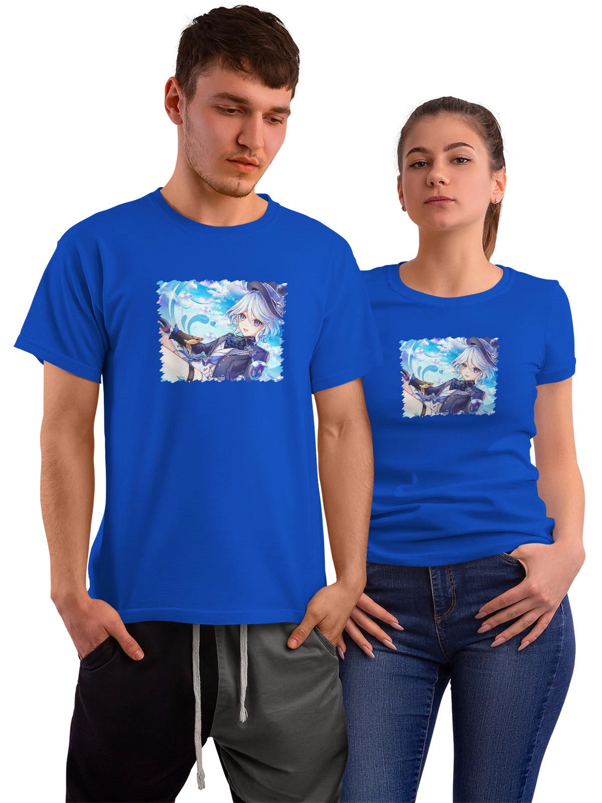 Футболка Anime Furina girl синяя с принтом — японская культура — Синяя, фото 1