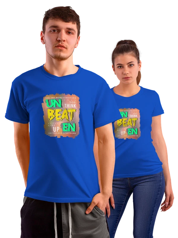 Футболка надпись один удар в un beat en — Синяя, фото 1
