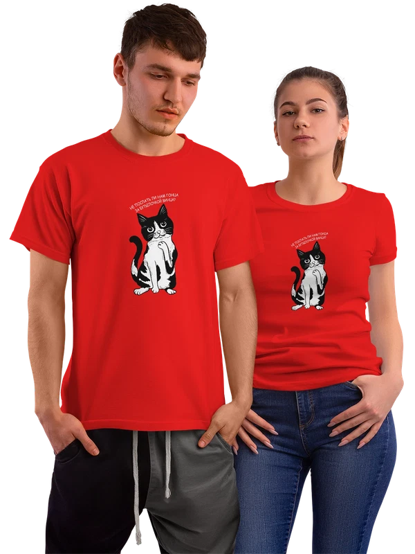 Футболка кот не послать ли нам гонца — Красная, фото 1