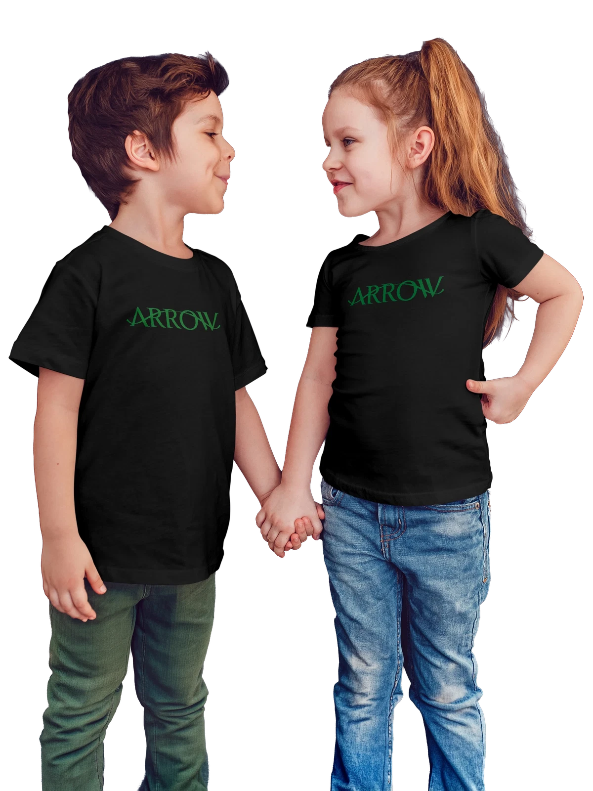 Футболка детская Arrow чёрная с принтом — авторская каллиграфия — Чёрная, фото 1