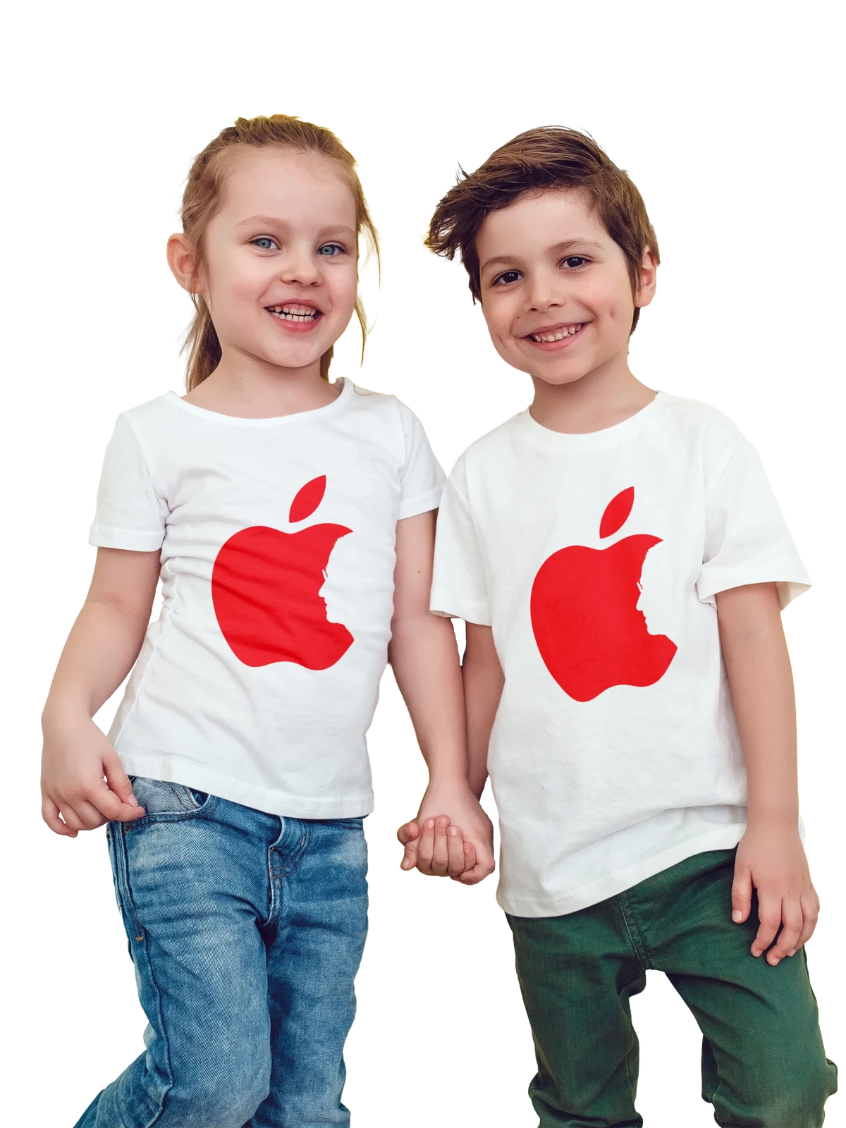 Футболка детская Apple белая с принтом — минималистичный принт — Белая, фото 1