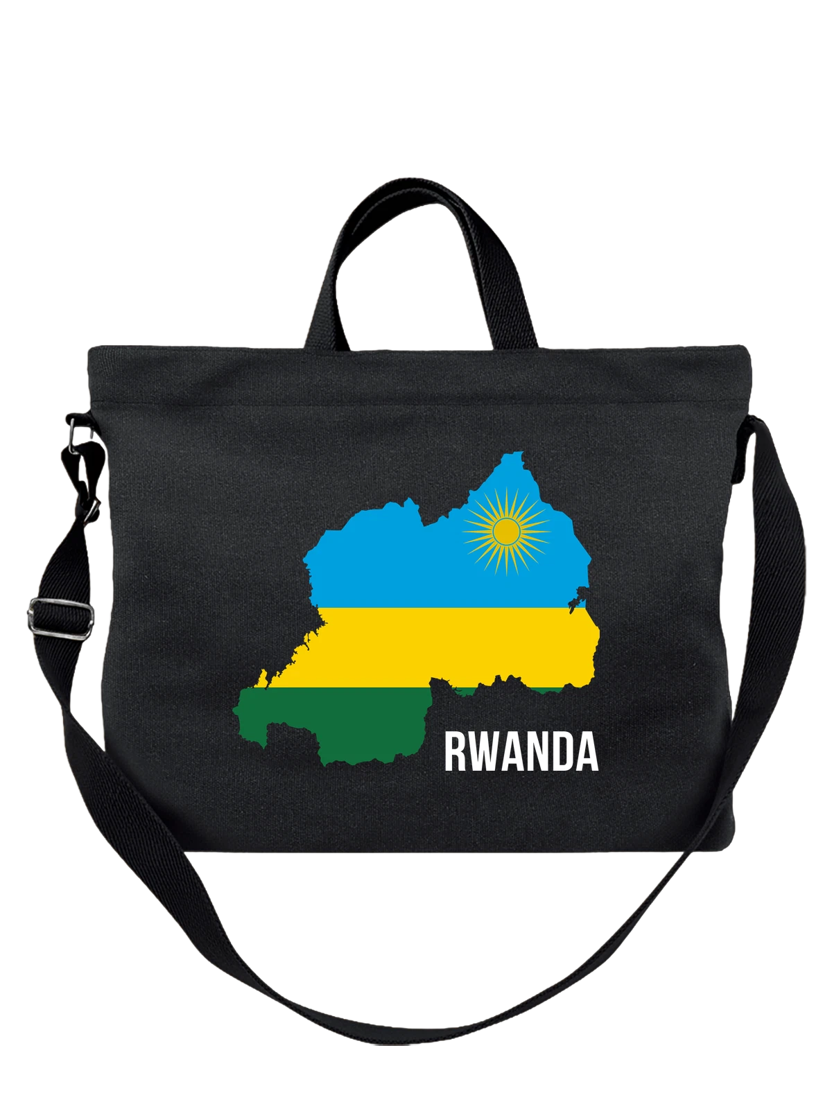 Сумка с флагом Руанды Rwanda чёрная с принтом — национальная символика — Чёрная, фото 1