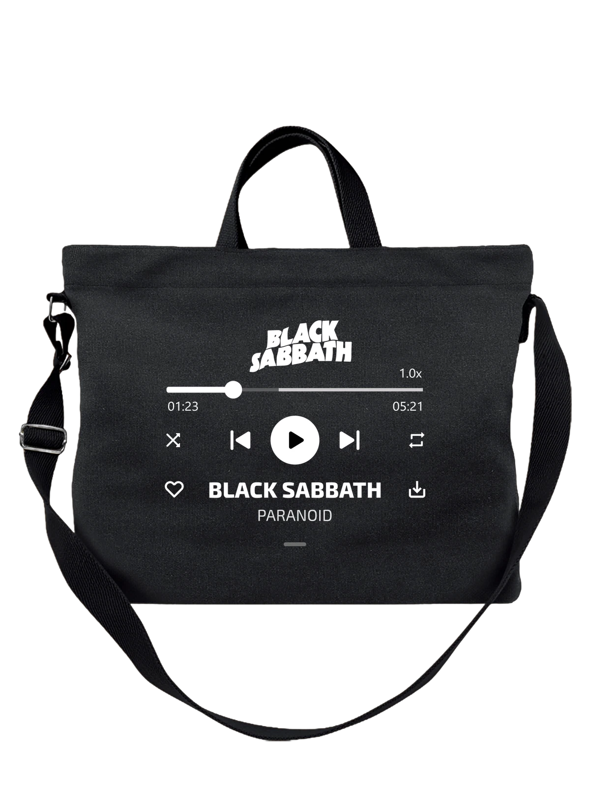 Сумка Black Sabbath Paranoid Параноик чёрная с принтом — гитарная музыка — Чёрная, фото 1