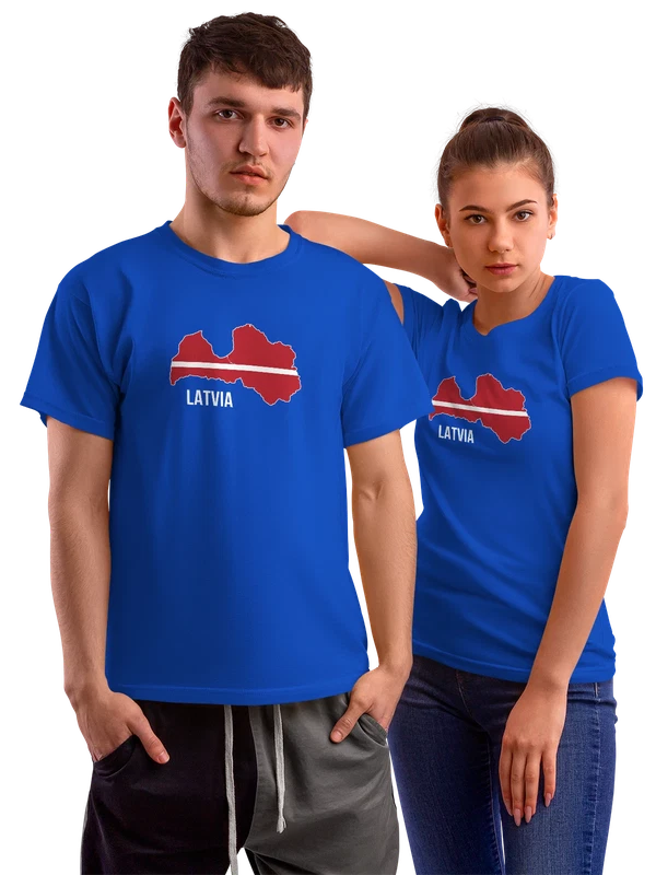 Футболка с флагом Латвии Latvia — Синяя, фото 1