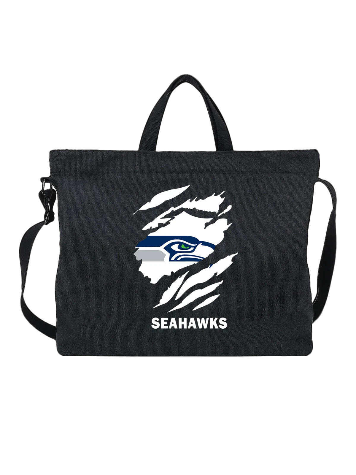 Сумка Seattle Seahawks, логотип головы ястреба чёрная с принтом — NFL — Чёрная, фото 1