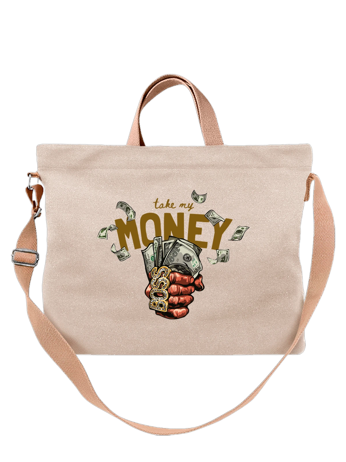 Сумка Надпись take my money белая с принтом — подарок криптоэнтузиасту — Белая, фото 1