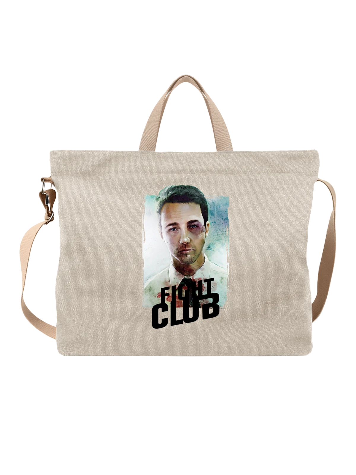 Сумка Fight club Эдвард Нортон белая с принтом — футболка подростку — Белая, фото 1